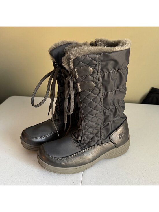 totes Shoes - Totes Womens Gray Winter Boots Snow Boots Faux Fur Lining 9M Laces & Side Zipper